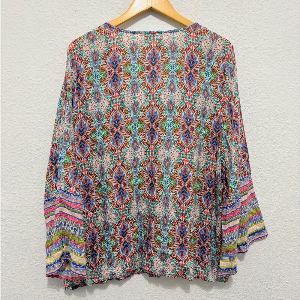 Sundance Multicolor Print Peasant Boho Blouse Tassels XL - Picture 2 of 6